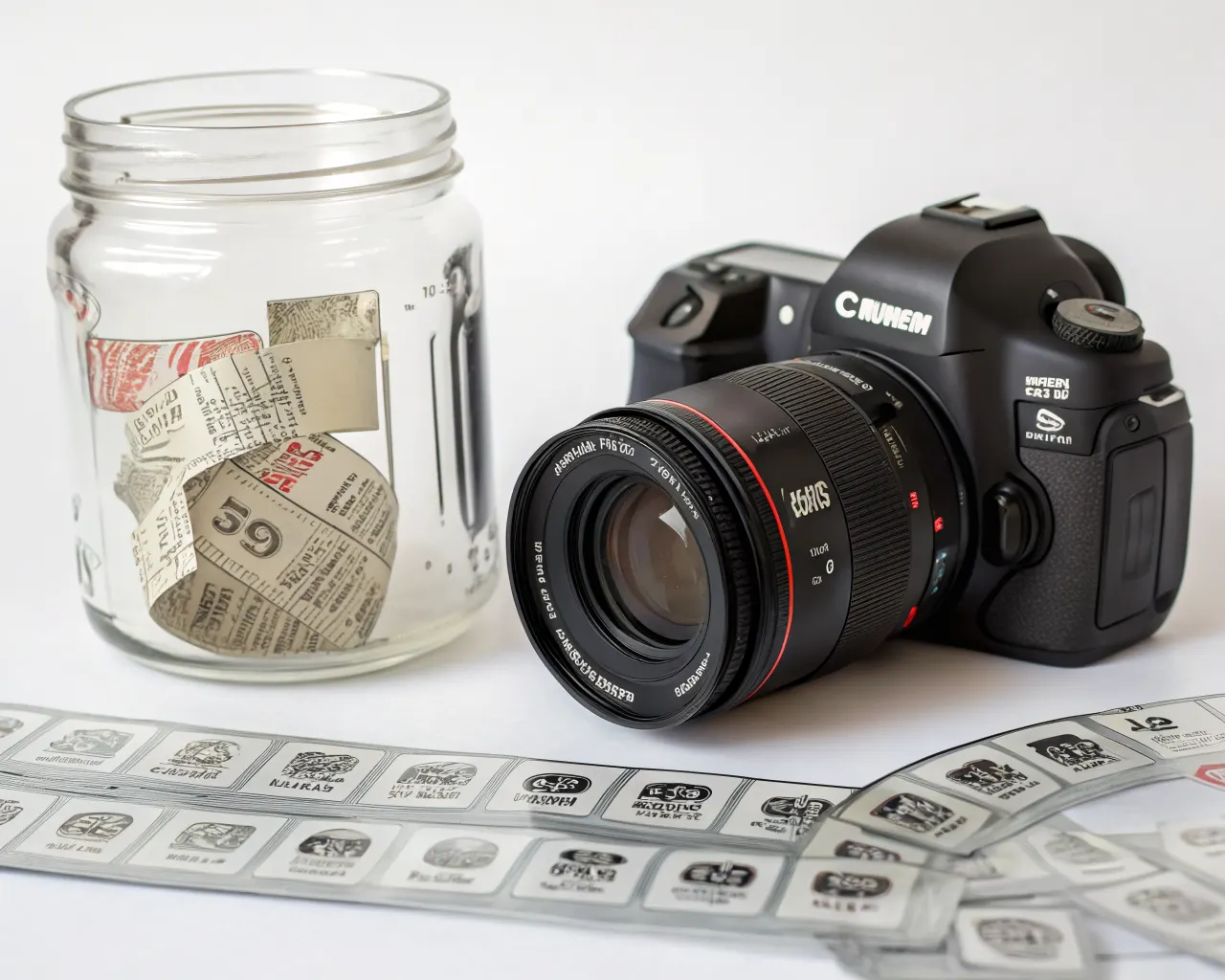 Transparent clear BOPP stickers applied to a glass jar showing only printed design floating on glass surface with no visible white background