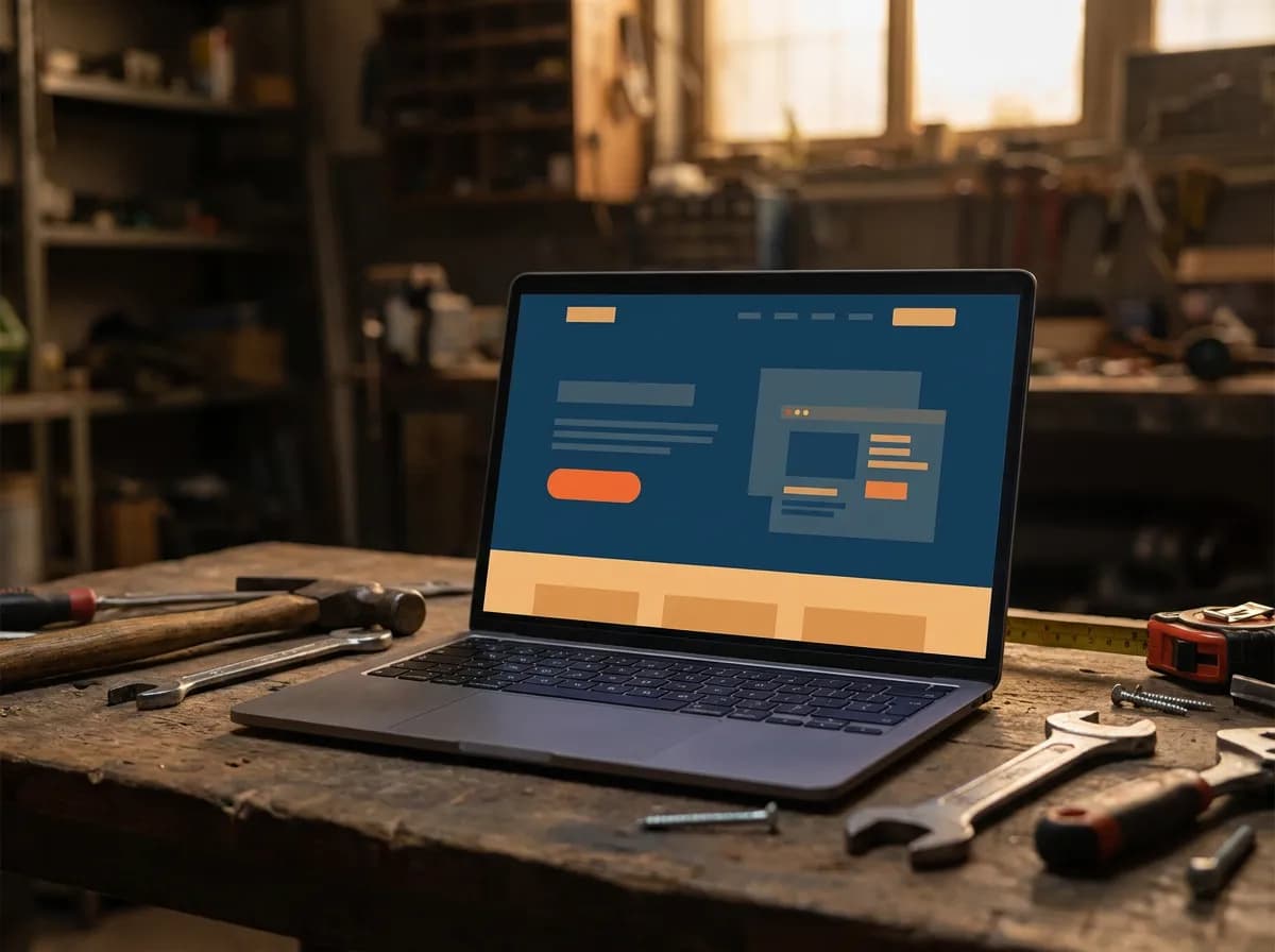 Laptop showing a modern home services website